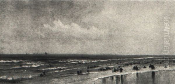 Figures On A Beach Oil Painting by James Hamilton