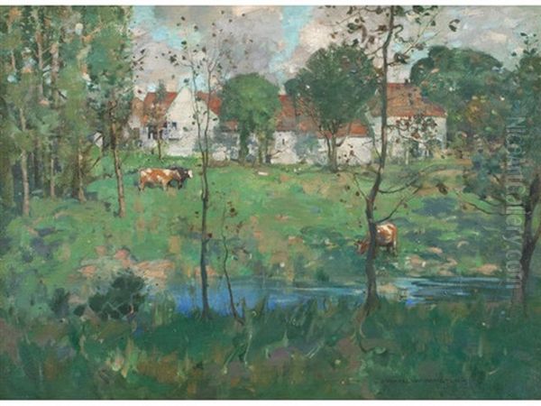 A Scottish Farm Oil Painting by James Whitelaw Hamilton