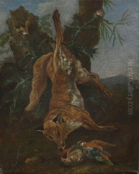Jagdstillleben Mit Erlegtem Fuchs Oil Painting by Johann Georg de Hamilton