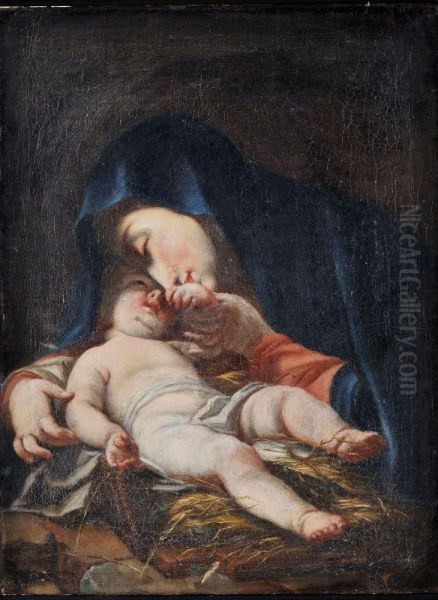 Madona S Dietatom Oil Painting by Antonio Balestra