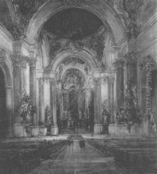 In Der Abteikirche Ottobeuren Oil Painting by Otto Hammel