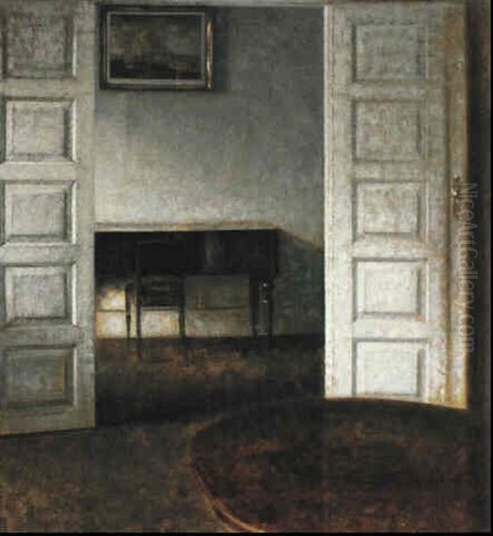 An Interior Oil Painting by Vilhelm Hammershoi