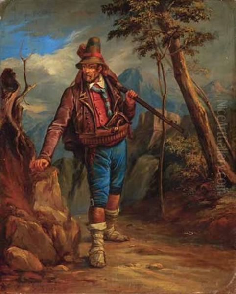 Suditalienischer Vagabund Im Gebirge Oil Painting by Ernst Heinrich Wilhelm Hampe