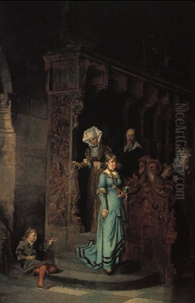 In Der Kirche Oil Painting by Johann Hamza