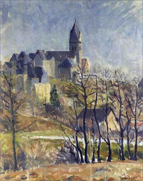 Klosterkirche Kelkheim I. Ts. Im Vorfruhling, 1929 Oil Painting by Max Josef Haenger Sr.