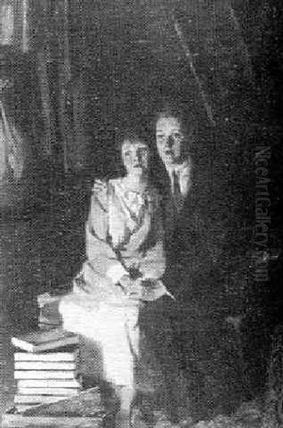 Romantic Young Couple In Attic Oil Painting by Thomas King Hanna