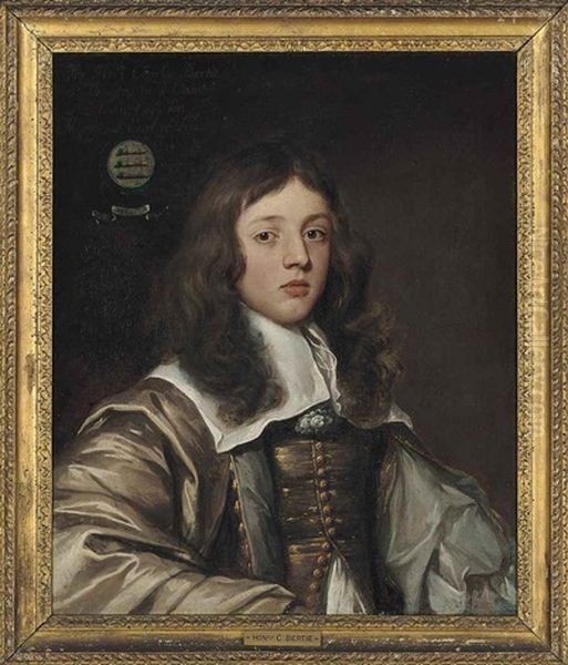 Portrait Of The Hon. Charles Bertie Of Uffington House, Lincolnshire (ca. 1640-1711), Half-length, In A Grey Doublet With Wide Lawn Collar Oil Painting by Adriaen Hanneman