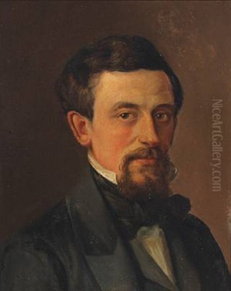 Portrait Of Gentleman Seated Face To The Right Oil Painting by Constantin (Carl Christian Constantin) Hansen