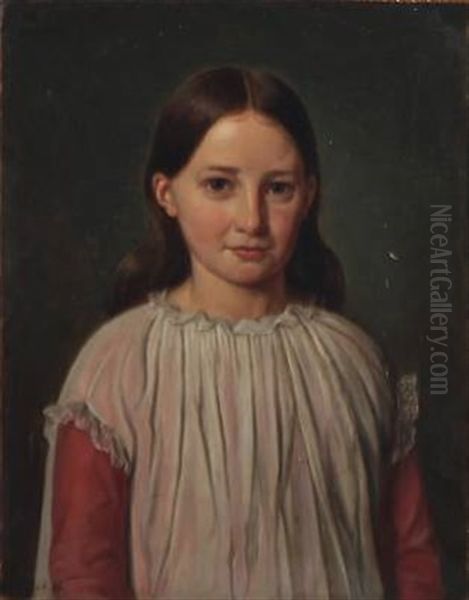 Portrait Of A Little Girl Presumably One Of The Painter's Daughters Oil Painting by Constantin (Carl Christian Constantin) Hansen