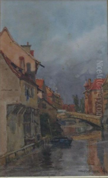 A Nuremberg Rialto Oil Painting by Wilfred Williams Ball