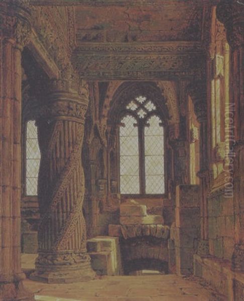 Roslin Chapel Oil Painting by Heinrich Hansen