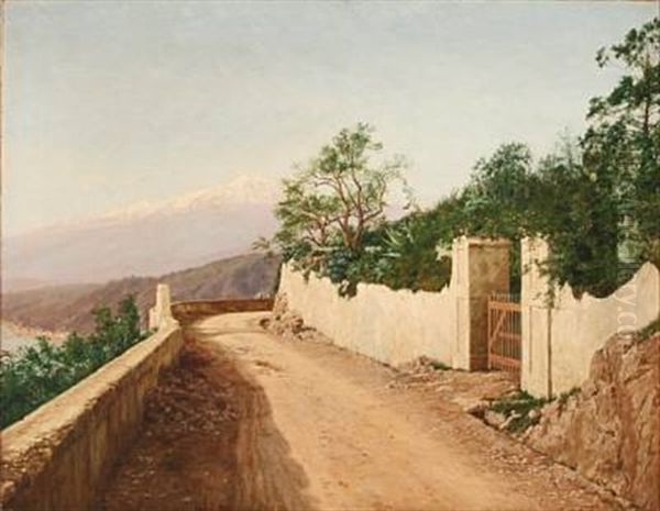 View In Taormina, Sicily Oil Painting by Niels Christian Hansen