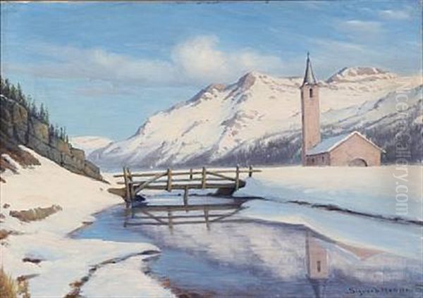 Silvaplana Oil Painting by Sigvard Marius Hansen