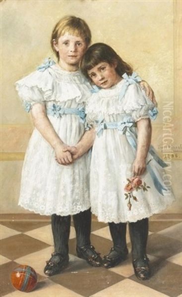 Geschwisterliebe Oil Painting by Ernst Haenssler