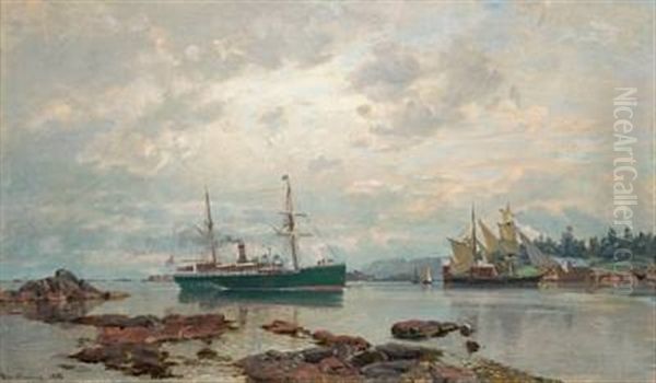 Nordenfjeldske Under Innseiling Oil Painting by Nils Severin Lynge Hansteen