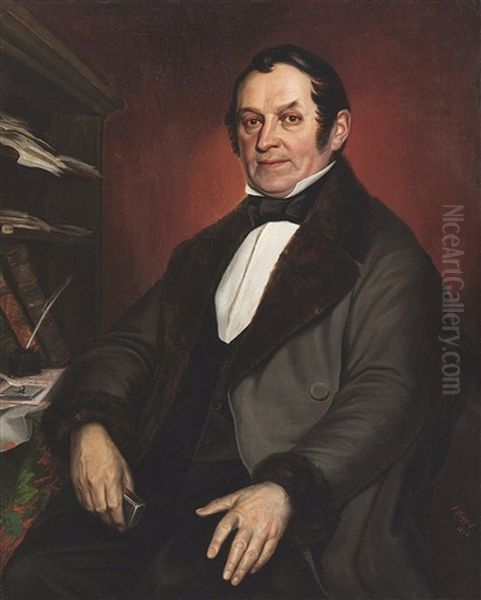 Bildnis Des Georg Leonhard Ritzhaupt, Burgermeister Von Heidelberg Von Oil Painting by Carl Happel