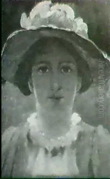 Girl In A Summer Hat Oil Painting by Edward Steel Harper Jr.
