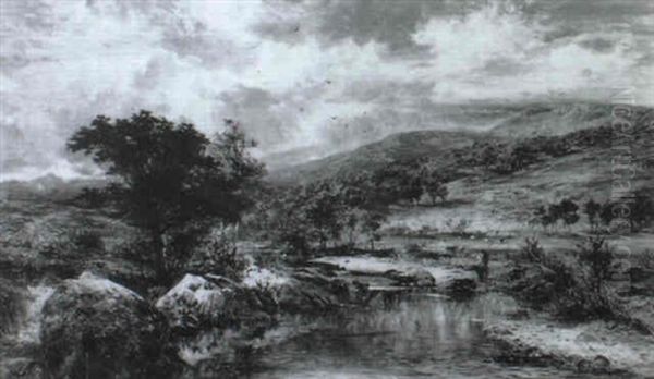 Welsh River Landscape Oil Painting by William E. Harris