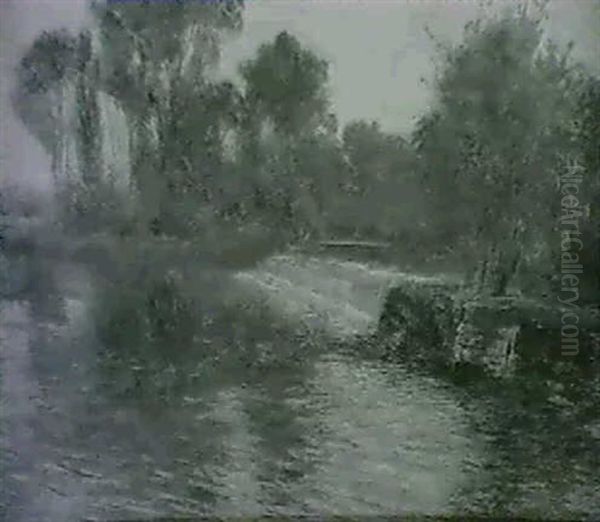 Falls At Montigny, France Oil Painting by Alexander Harrison