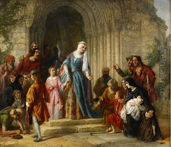 Heliga Elisabet Av Ungern Delar Ut Allmosor Oil Painting by Solomon Alexander Hart