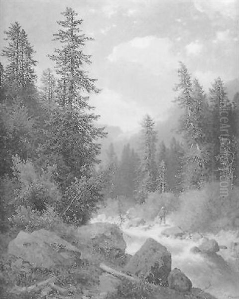 Motiv An Der Schlitza Karnthen Oil Painting by Carl Hasch