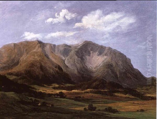 Schneeberg Von Puchberg Aus Gesehen Oil Painting by Carl Hasch