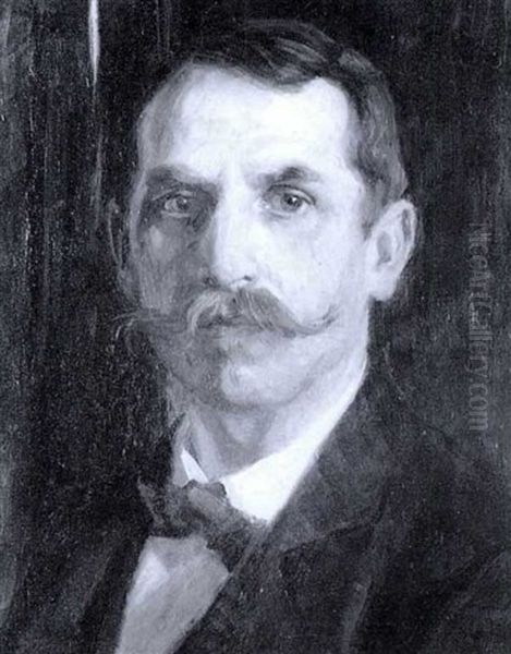 Selbstportrait In En Face Oil Painting by Robert Von Haug