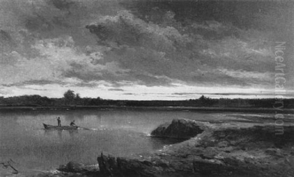 Abend An Der  Donau Bei Deutsch-altenberg (niederosterreich) Oil Painting by Carl Haunold