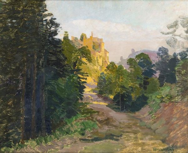 A View Of The Ruins Of Cornstejn Castle Oil Painting by Roman Havelka