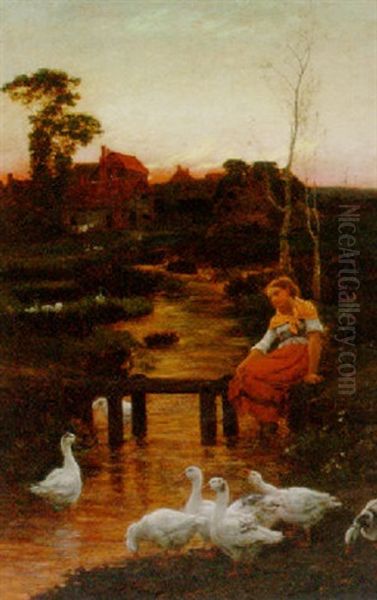 Goosey, Goosey Gander Oil Painting by Alice (Alice Morgan) Havers