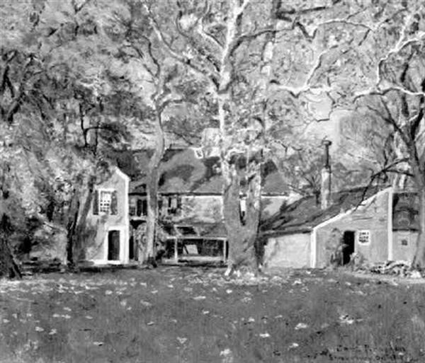 House In An Autumnal Landscape, Shrewsbury Oil Painting by Edward Parker Hayden