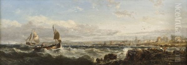 Off The Harbor, Portrush, Co. Antrim Oil Painting by Edwin Hayes