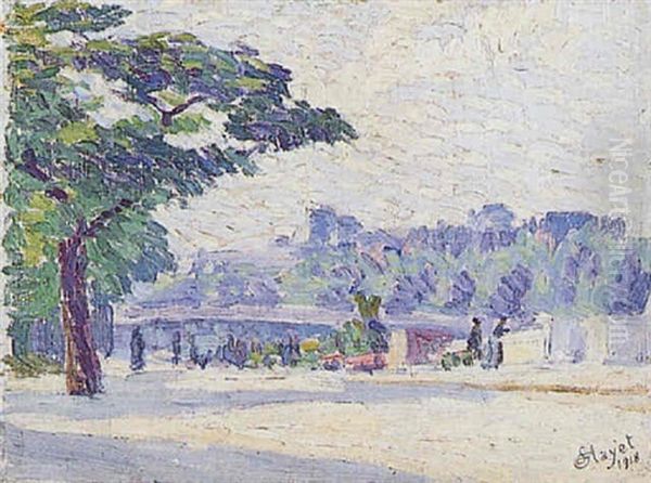 Paris, Quai De La Seine En Ete Oil Painting by Louis Hayet