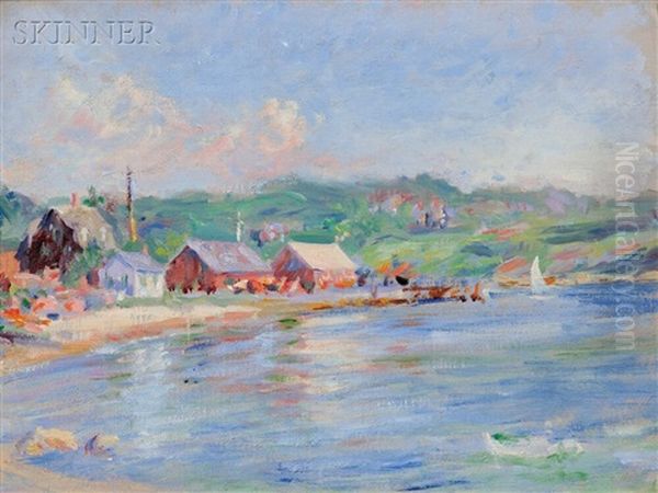 Houses On The Shore Oil Painting by Mary Brewster Hazelton