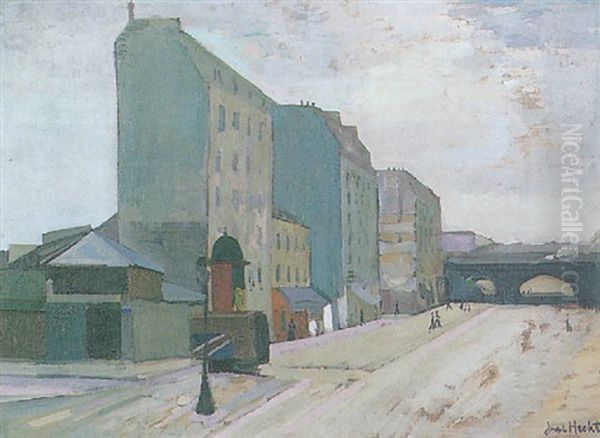 Une Rue A Paris Oil Painting by Joseph Hecht