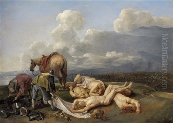 The Aftermath Of The Battle Oil Painting by Jan van den Hecke the Elder