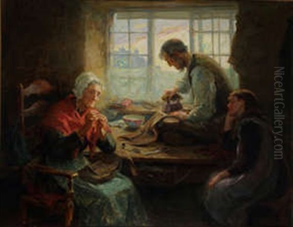 'the Village Tailor Oil Painting by Ralph Hedley