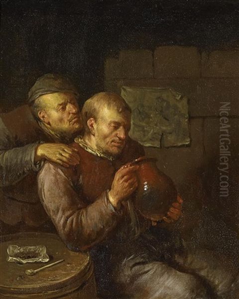 Zechende Bauern Im Wirtshaus Oil Painting by Egbert van Heemskerck the Elder