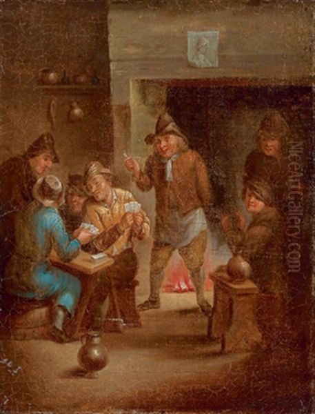 Kartenspielende Bauern Im Wirtshaus (+ Zechende Bauern Im Wirtshaus; 2 Works) Oil Painting by Egbert Van Heemskerck