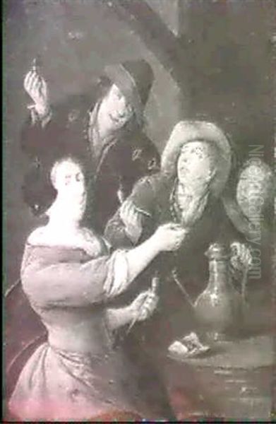 Boors Merrymaking In An Interior Oil Painting by Egbert van Heemskerck the Elder