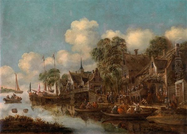 Ein Dorf An Einem Fluss Oil Painting by Thomas Heeremans