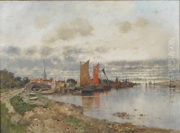 Hollandische Landschaft (bei Muiden) Oil Painting by Karl Heffner