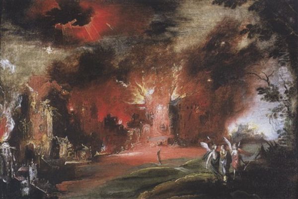 L'incendie De Sodome Et Gomorre Oil Painting by Daniel van Heil