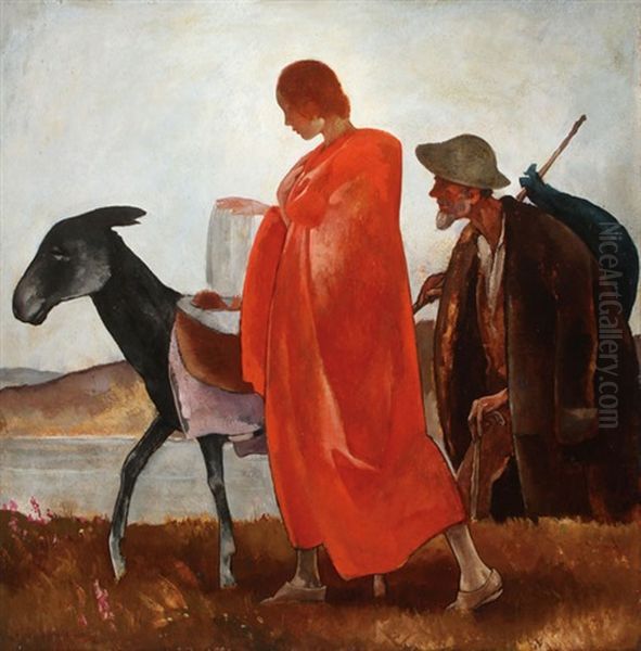 Flight Into Egypt Oil Painting by Walter Heimig