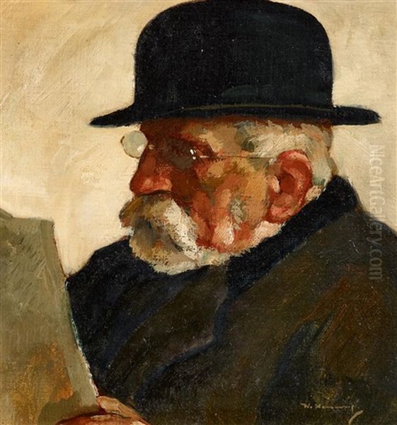 Zeitungsleser Oil Painting by Walter Heimig