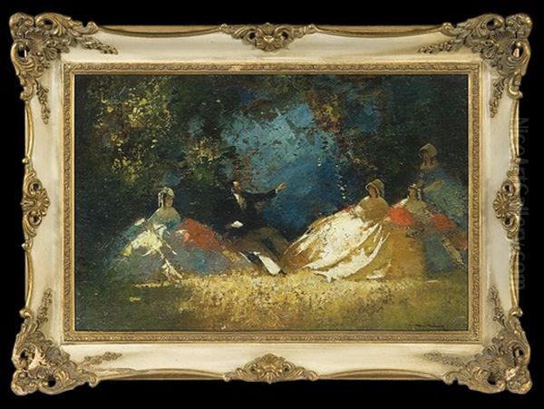 Society In The Park Oil Painting by Walter Heimig