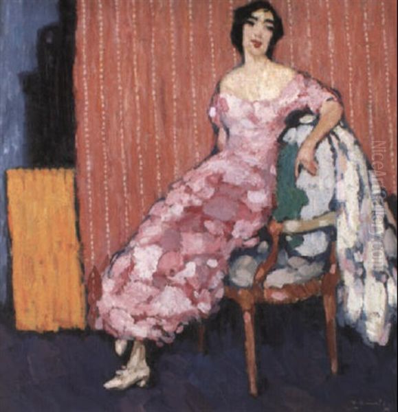 Sitzende Dame Im Ballkleid Oil Painting by Walter Heimig