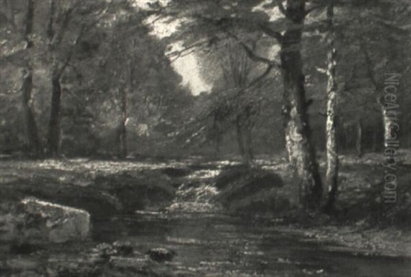 Herbstliche Waldlandschaft Mit Kleinem Katarakt Oil Painting by Robert Heinrich