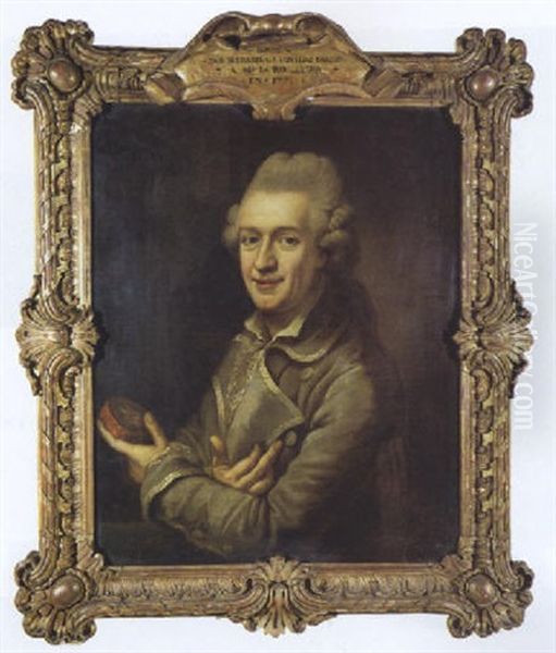 Portrait D'homme Tenant Un Medaillon Oil Painting by Johann Ernst Heinsius