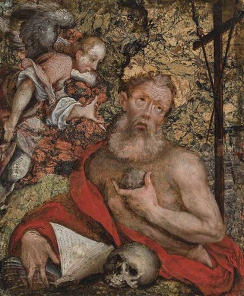 Hl. Hieronymus (after Lukas Kilian?) Oil Painting by Joseph The Elder Heintz